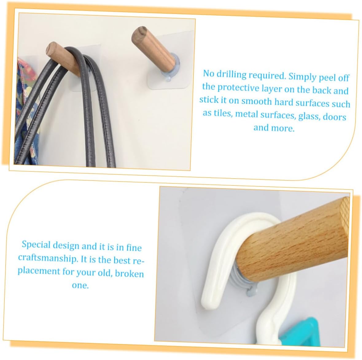 6pcs Heavy Duty Self-Adhesive Coat Hooks for Home Kitchen Storage