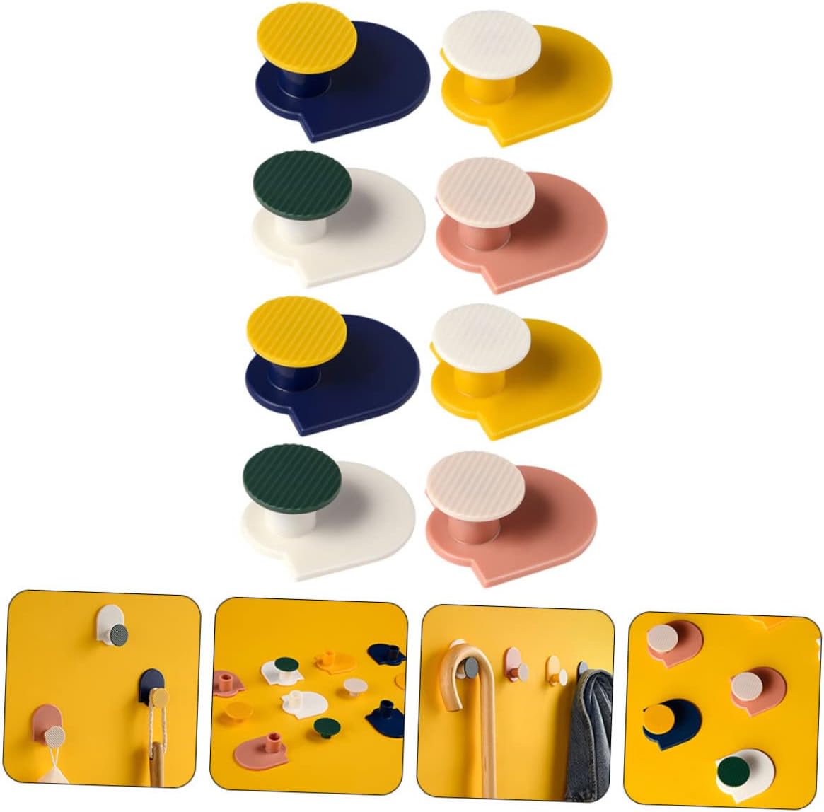 Cabilock 8 Piece Wall Mounted Sticky Hooks