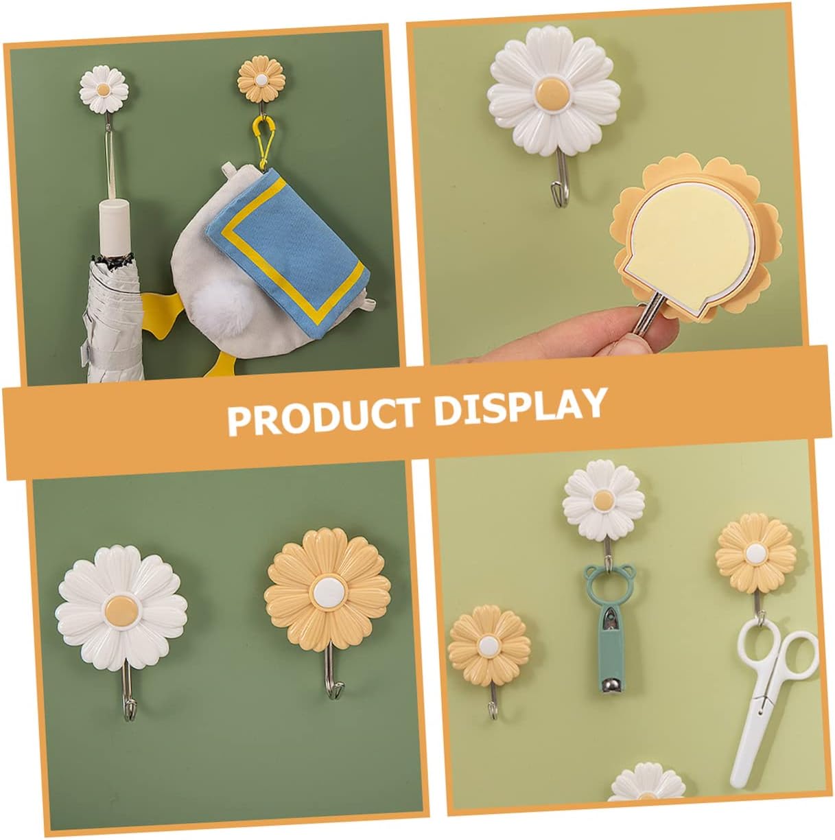 DOITOOL 4pcs Daisy Adhesive Wall Hooks