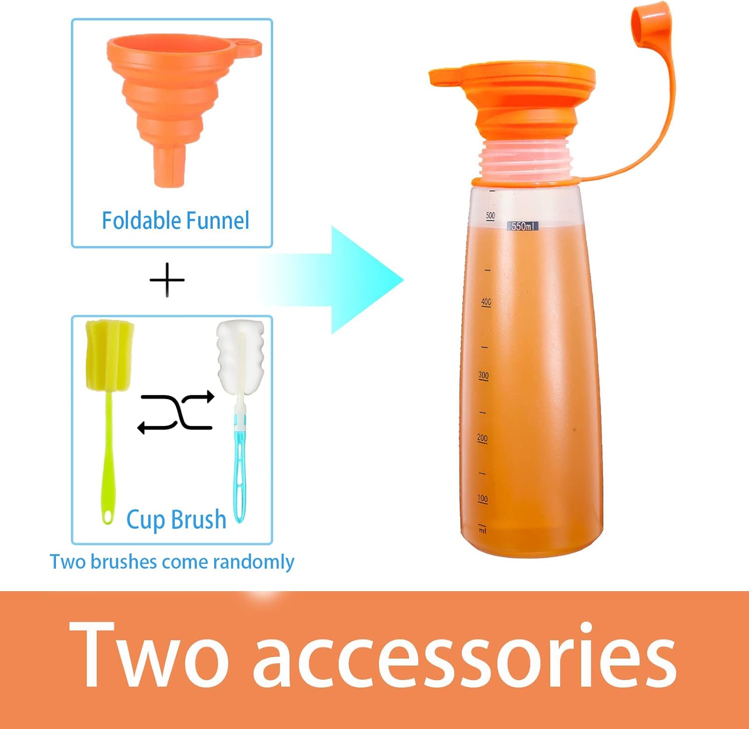 TOCKONIMN 2pcs 18oz Condiment Squeeze Bottles with Red Cap and Funnel