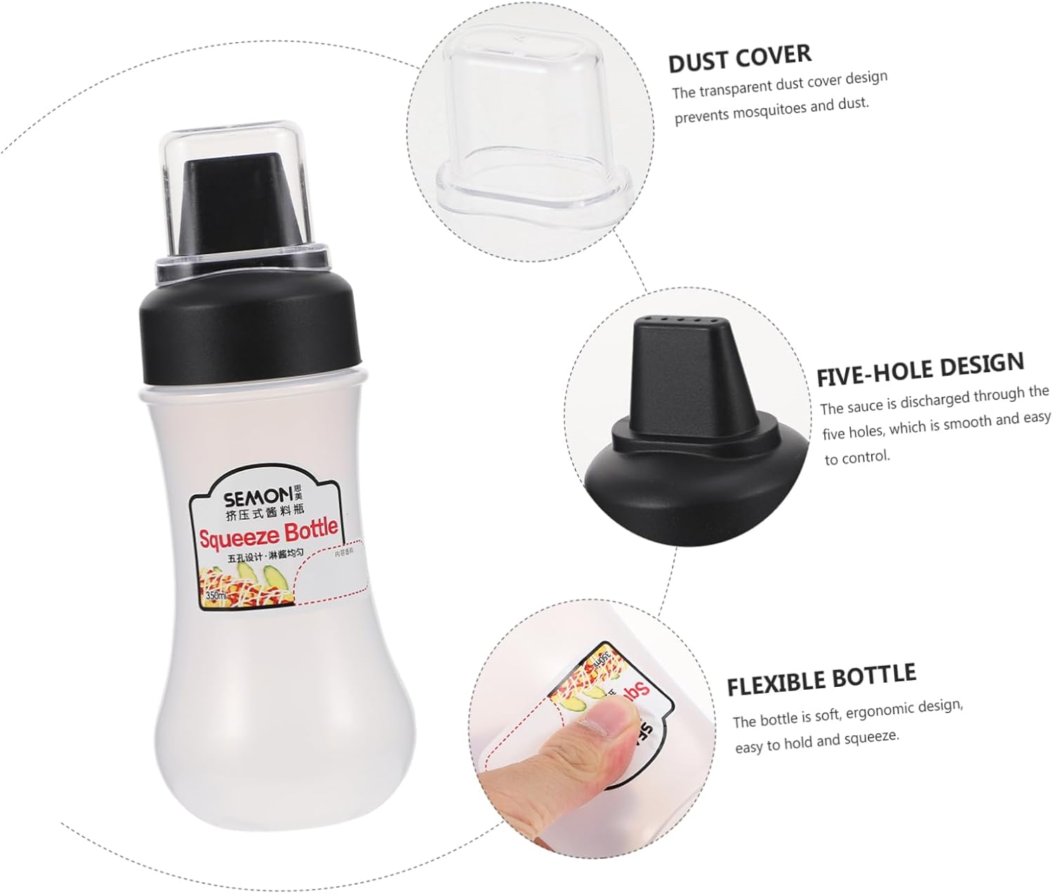 ABOOFAN 5-Hole Condiment Squeeze Bottle Kitchen Dispenser