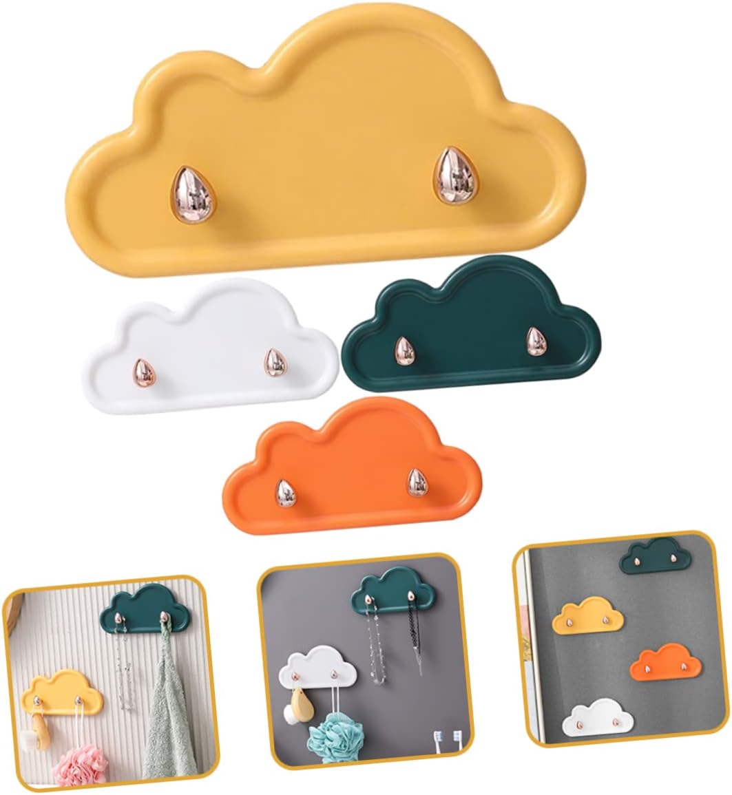 DOITOOL 4Pcs Adhesive Wall Hooks Decorative Key Towel Holders