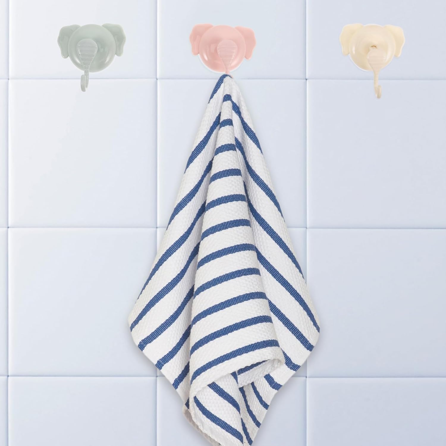 ABOOFAN 4pcs Cartoon Elephant Suction Cup Hooks for Bathroom Kitchen