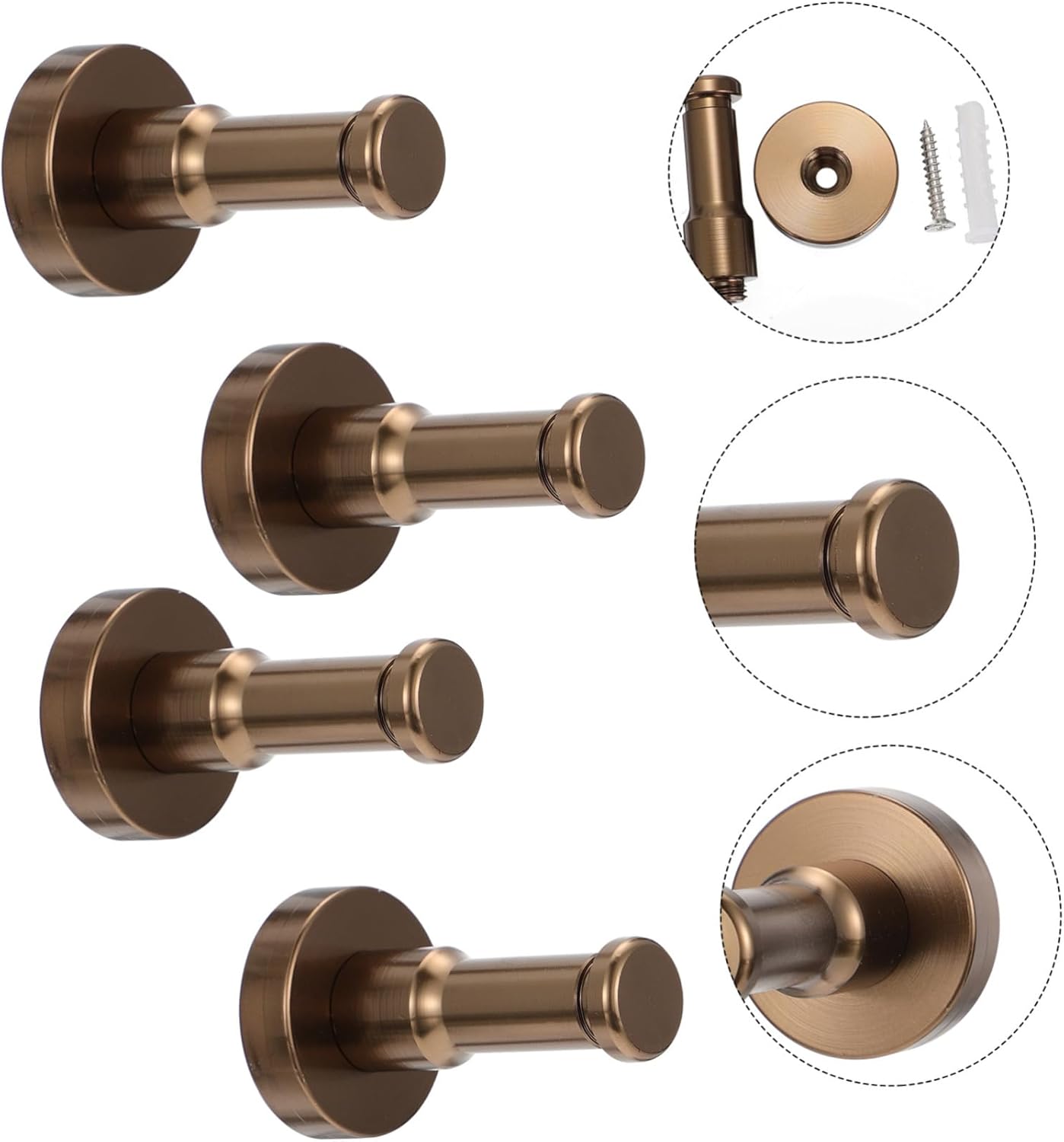 IMIKEYA Heavy-duty Aluminum Coat Hooks 4pcs