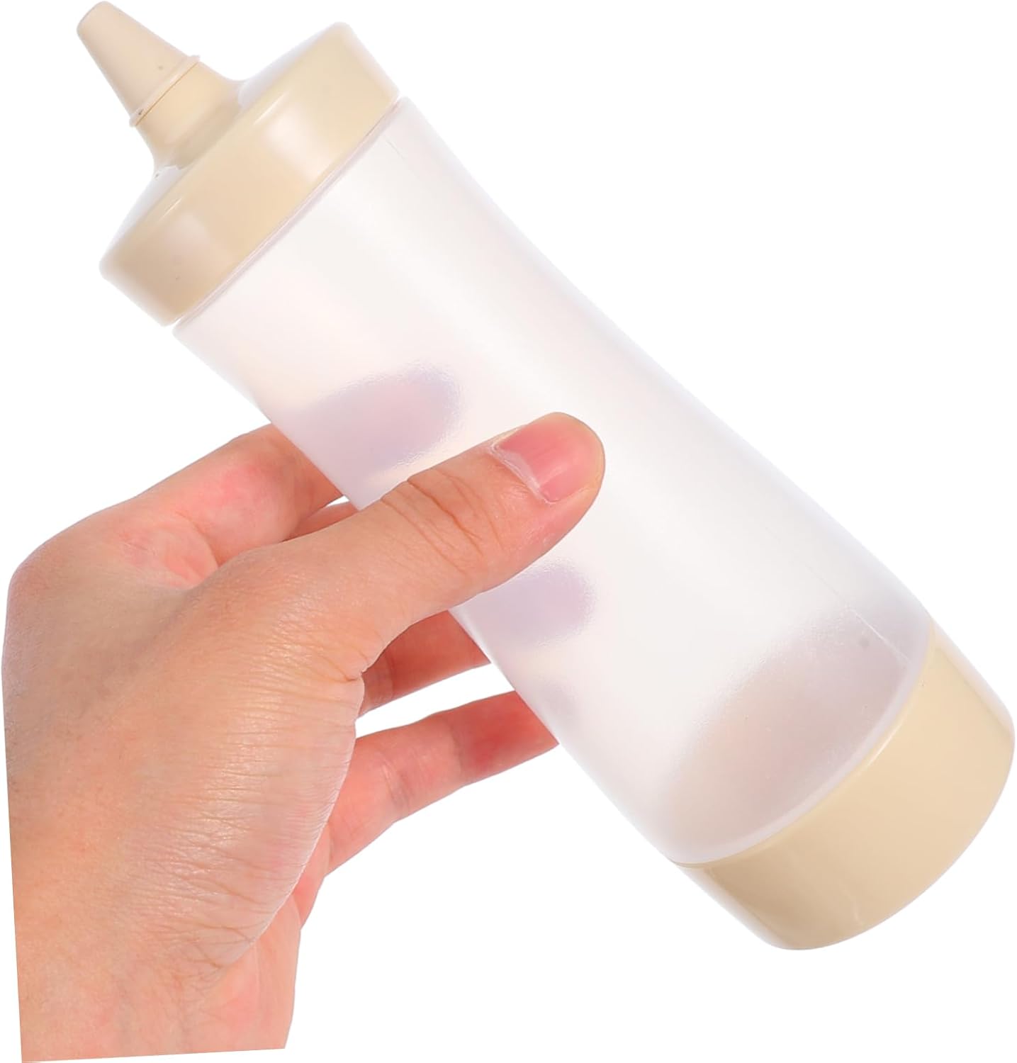 HOLIDYOYO 6-Piece Beige Condiment Squeeze Bottles with Lids