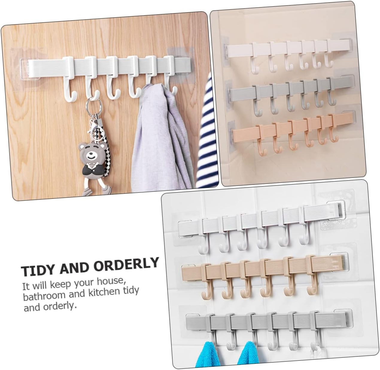 3pcs Punch Adhesive Hook Rack for Bathroom and Kitchen
