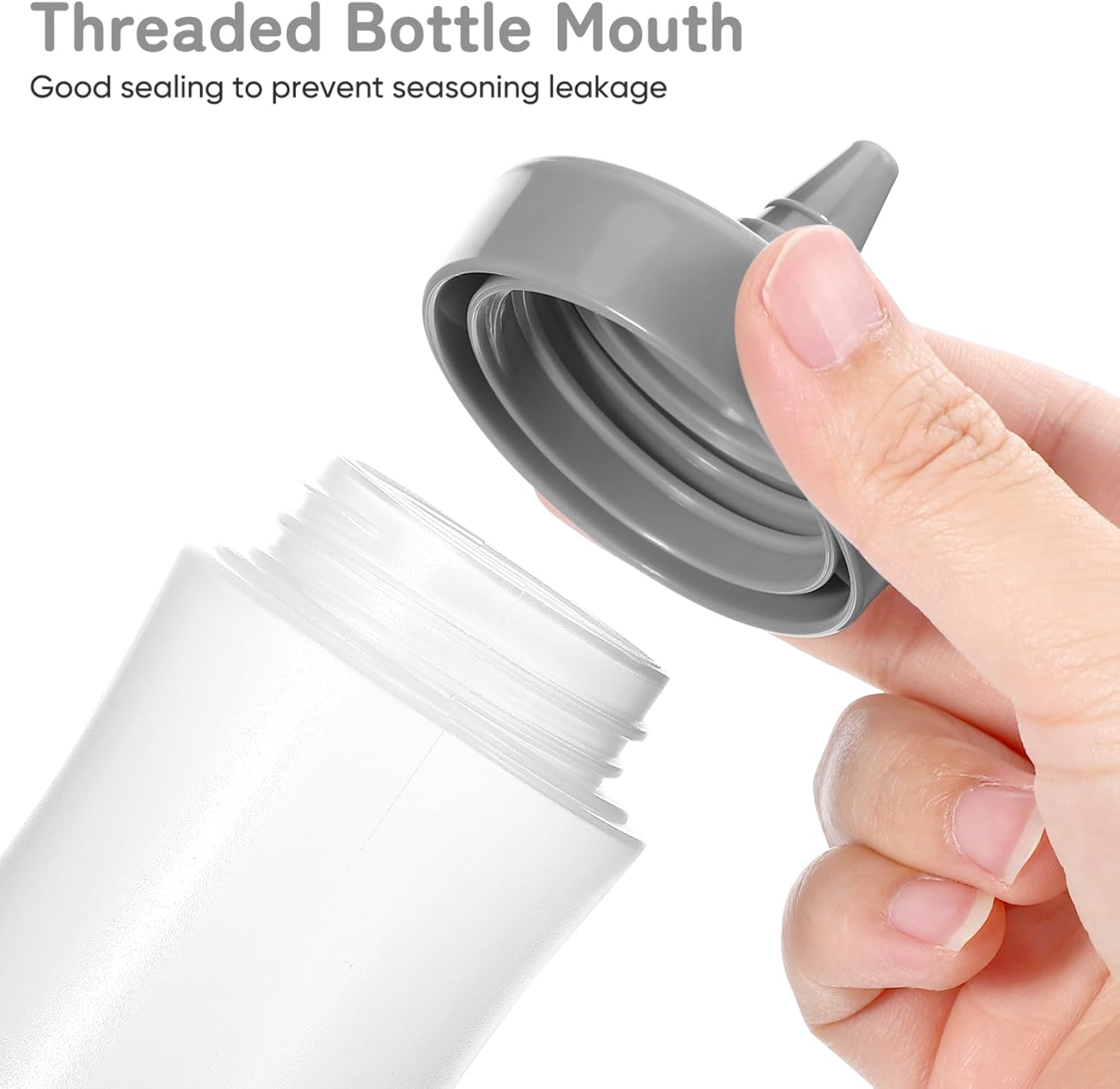 4 Pack Condiment Squeeze Bottles Reusable Leakproof Grey