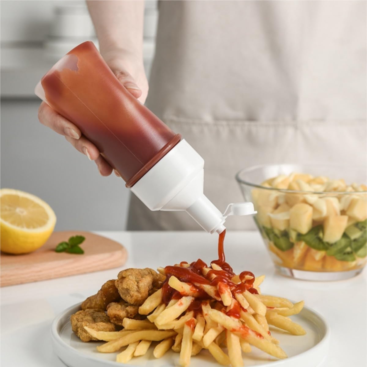 KLEYE 5-Piece Condiment Squeeze Bottles Set Black 500ml