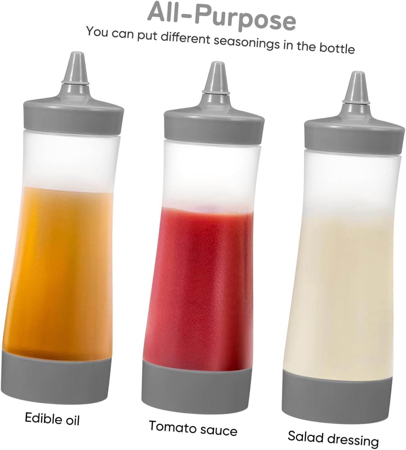 NAMOARLY 4pcs Reusable Squeeze Bottle Set Leakproof Comfortable Grip