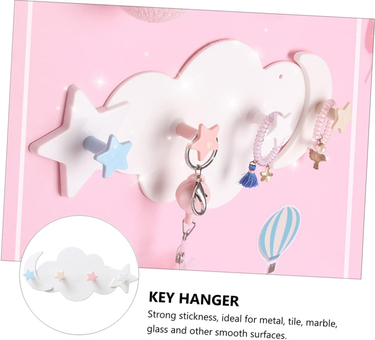 Ciieeo 2pcs Cloud Moon Adhesive Hooks for Keys Bags Hats
