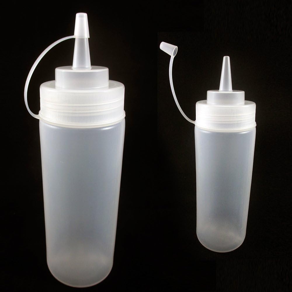 2 Pack 12oz Clear Plastic Squeeze Bottles for Condiments