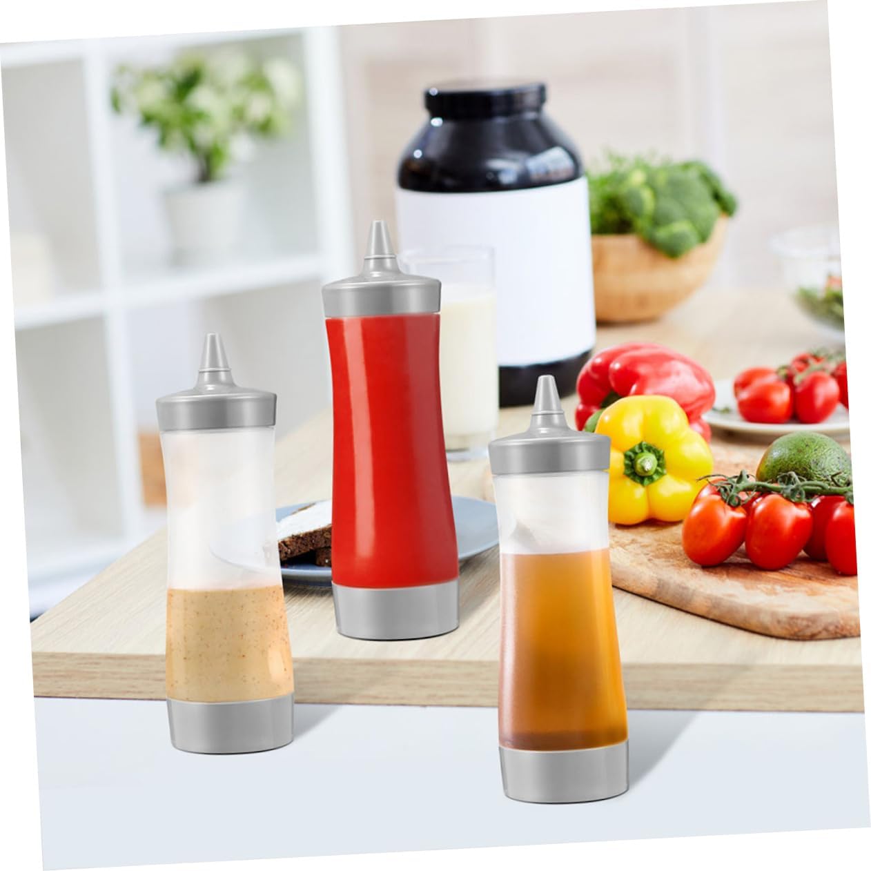 Zerodeko 4-Pack Condiment Squeeze Bottles for Kitchen