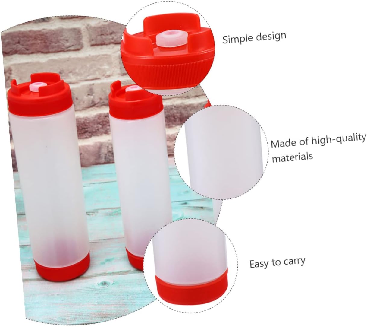 HOLIDYOYO 2-Pack Red Squeeze Sauce Bottles 20oz 1