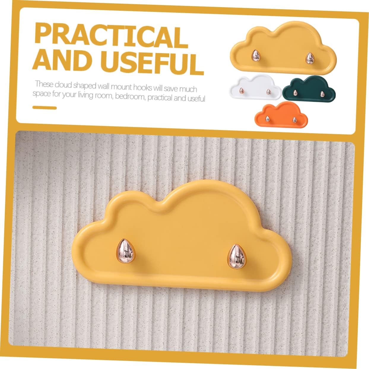 Cloud Shaped Adhesive Wall Hooks 4Pcs Durable Towel Hangers