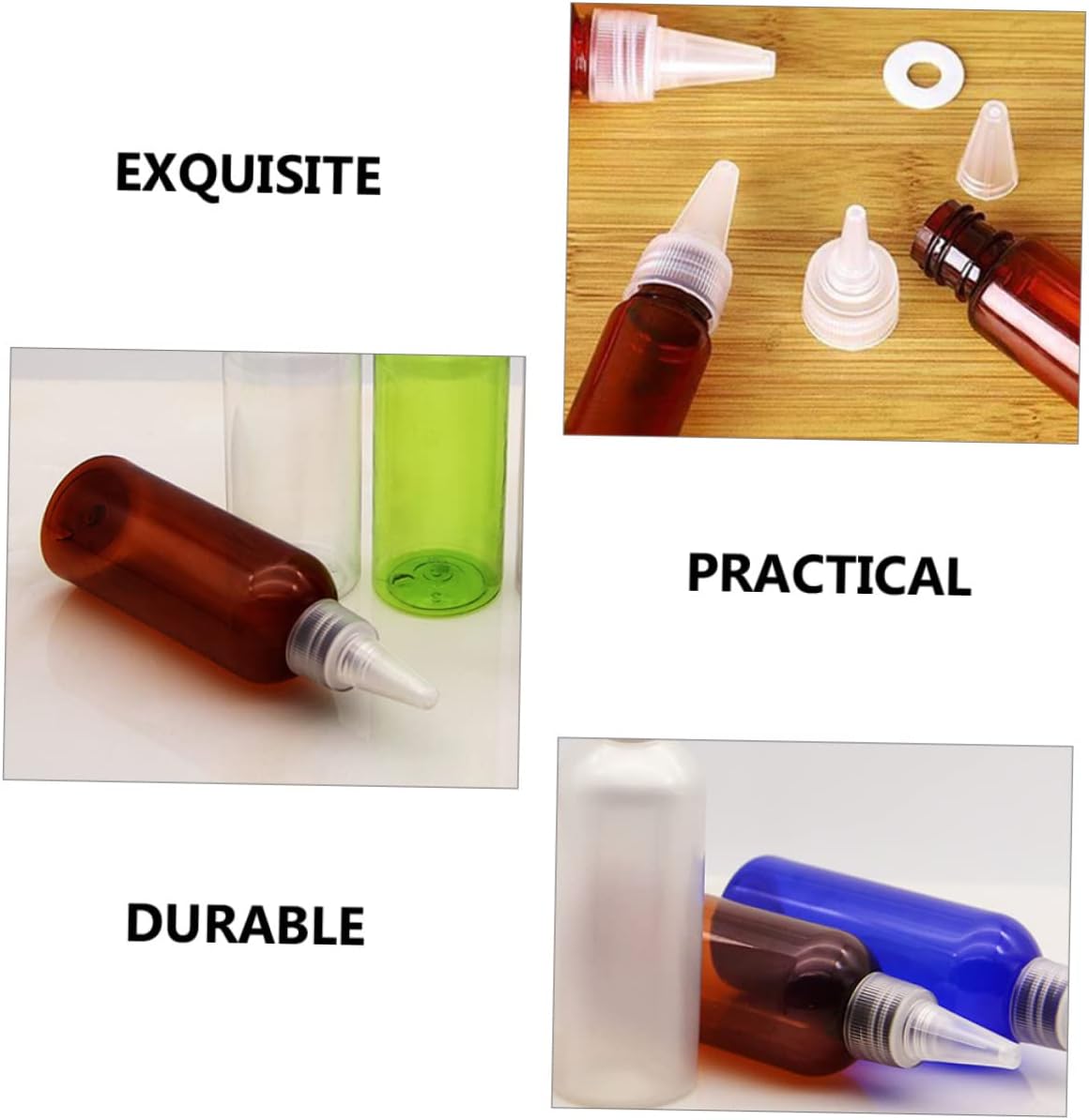 10pcs Reusable Condiment Squeeze Bottles with Spout Cap 1