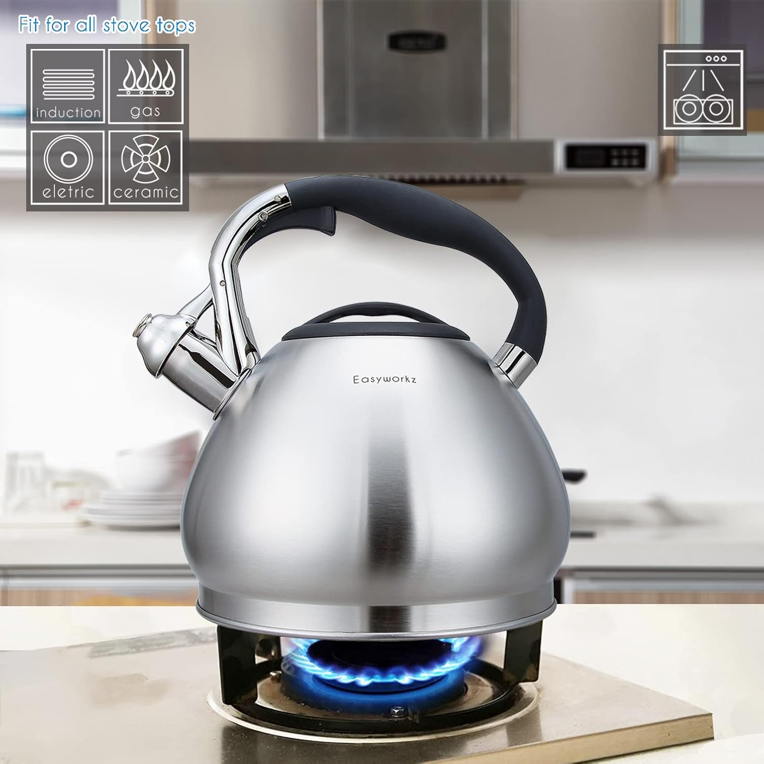 Easyworkz Whistling Tea Kettle with Loud Whistle 31 Quart