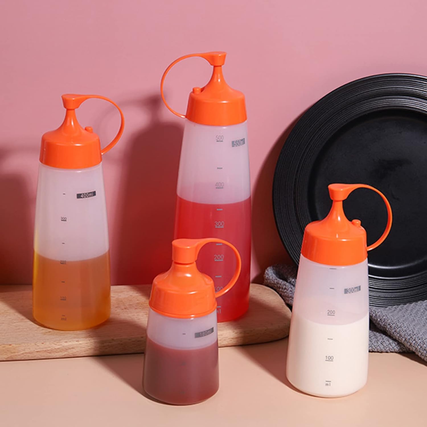 Cuteam Squeeze Sauce Bottle with Scale 180ml Leakproof