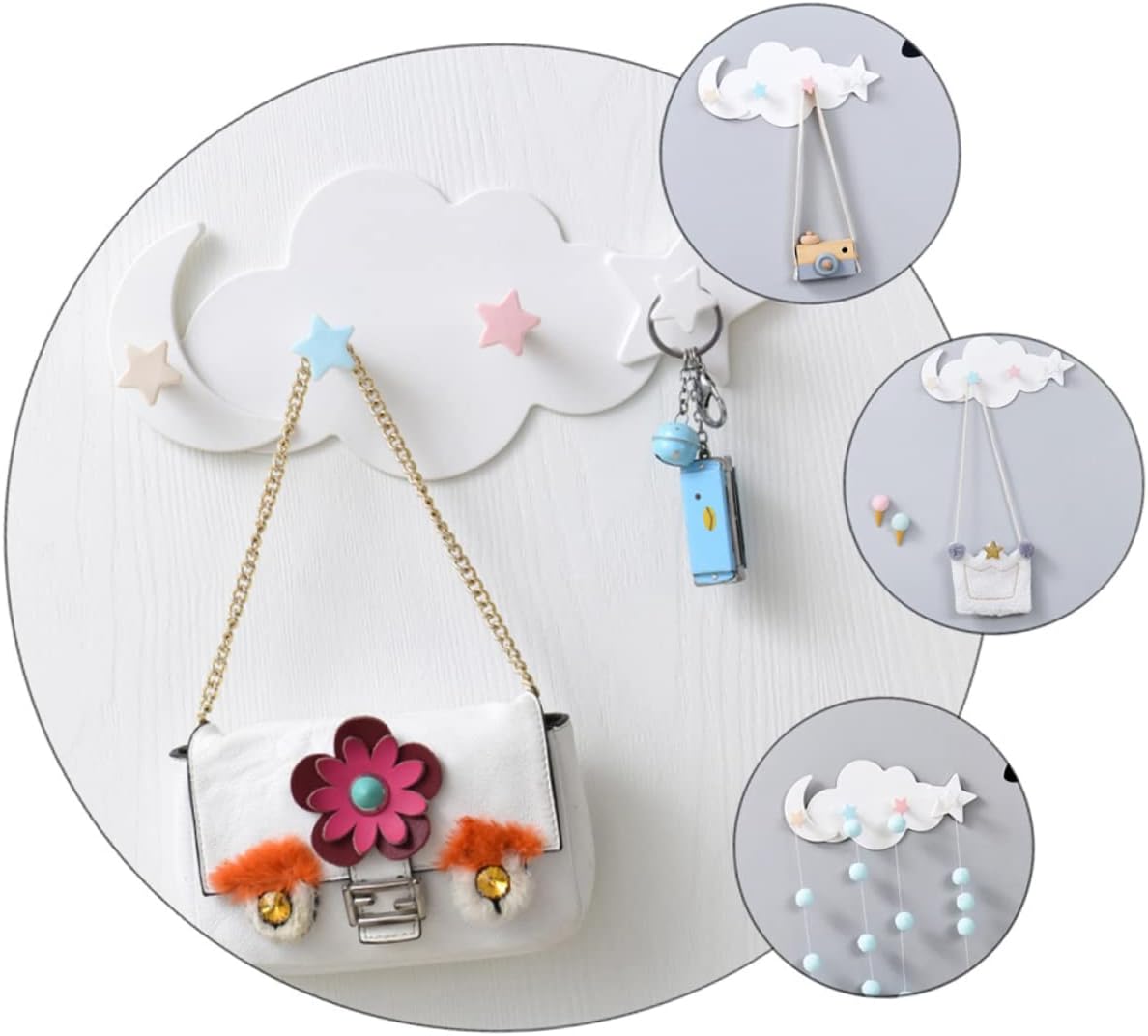 Healifty 2pcs Star Moon Wall Hooks Adhesive