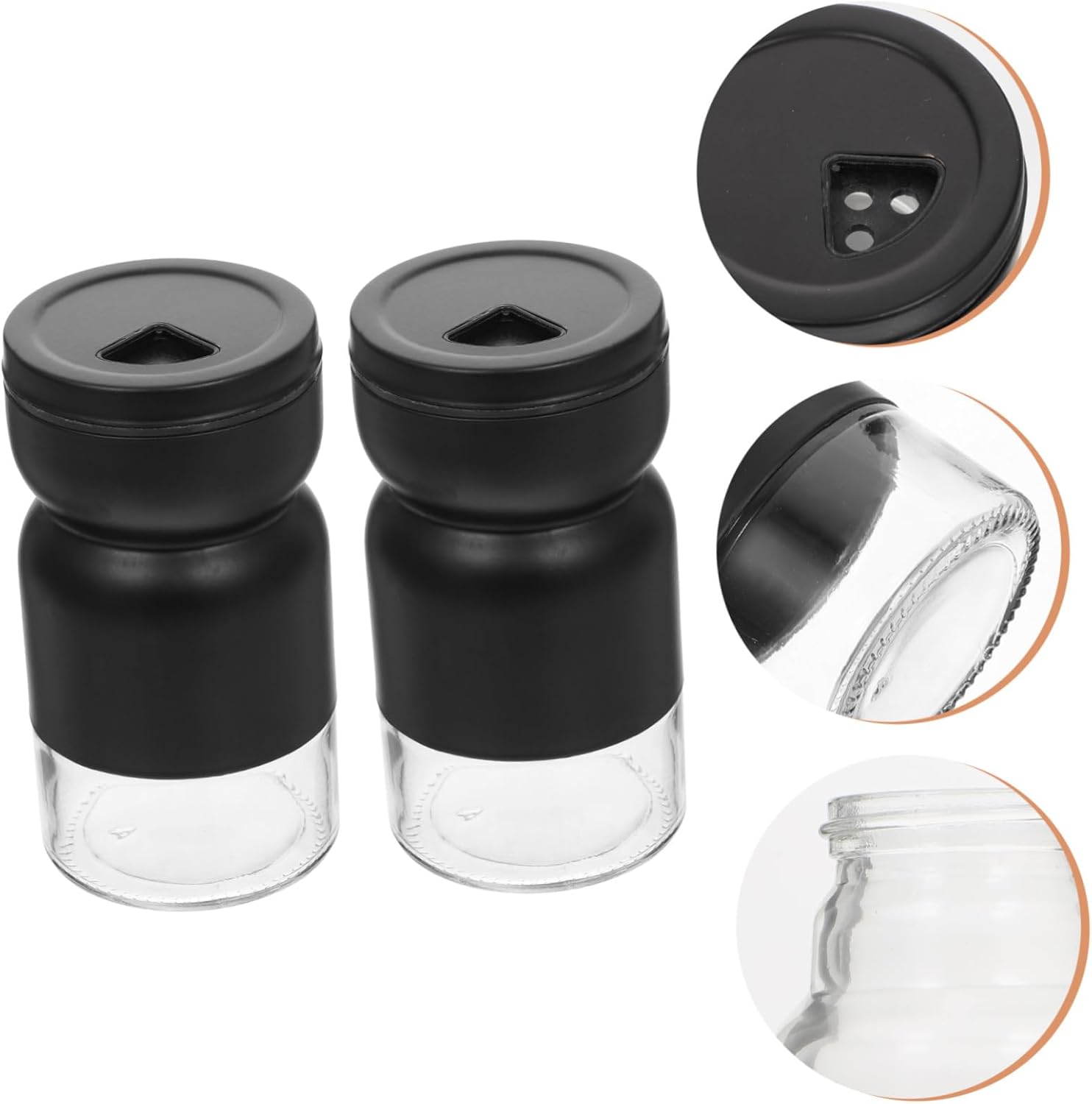 Elegant Black Sandglass Style Condiment Bottles 2-Pack