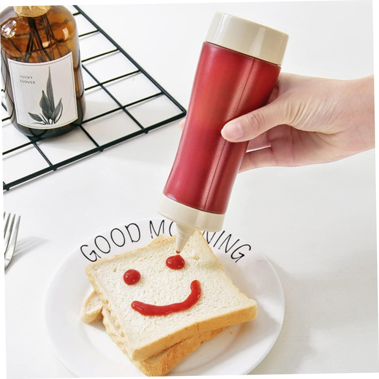 3 Pcs Reusable Salad Dressing Squeeze Bottles Beige