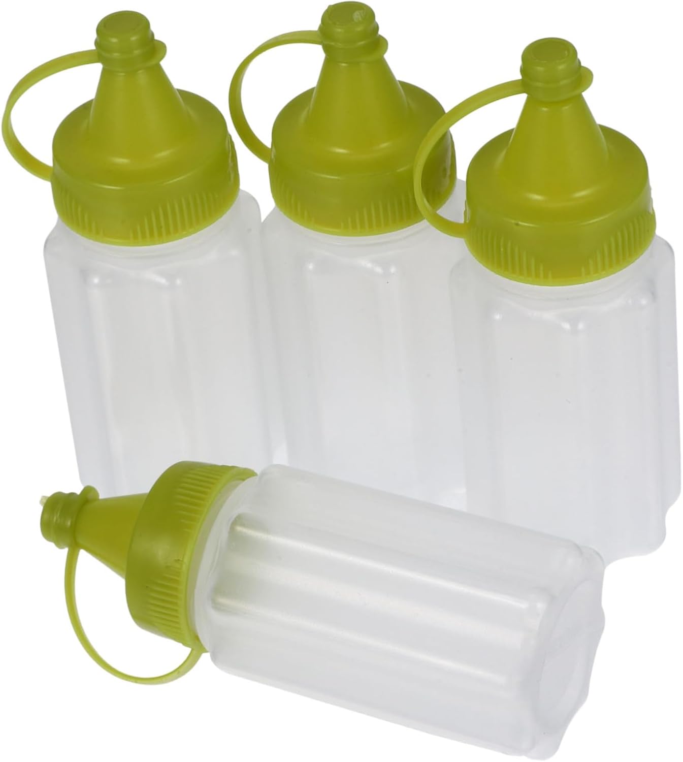 4pcs Transparent Condiment Squeeze Bottles Set for Ketchup Honey BBQ