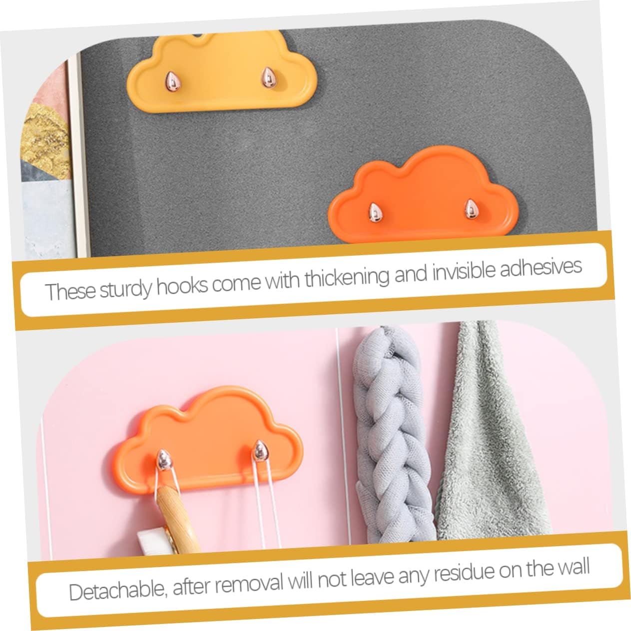 DIYEAH 4Pcs Cloud Shape Wall Hooks for Bathroom Towel and Key Hanging
