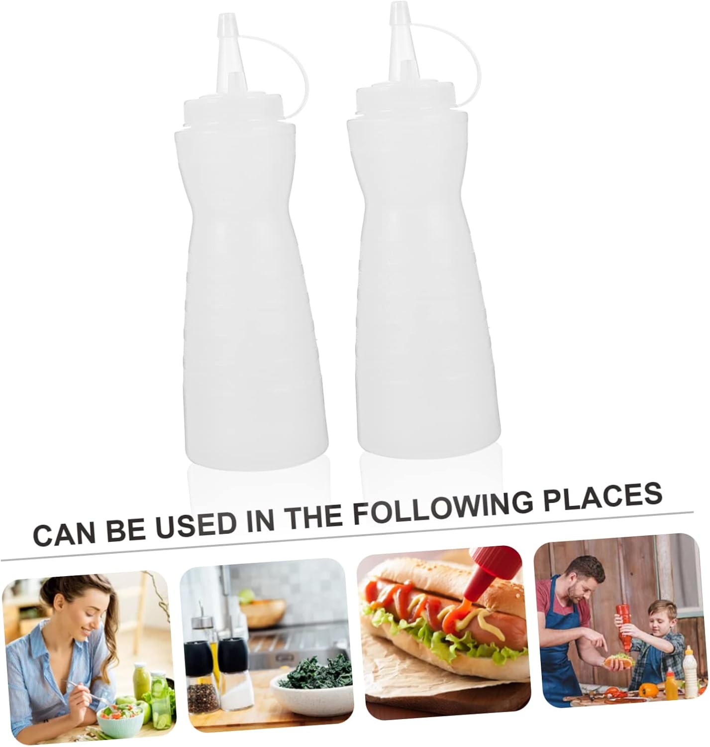 2Pcs Condiment Squeeze Bottle 400ml with Nozzle