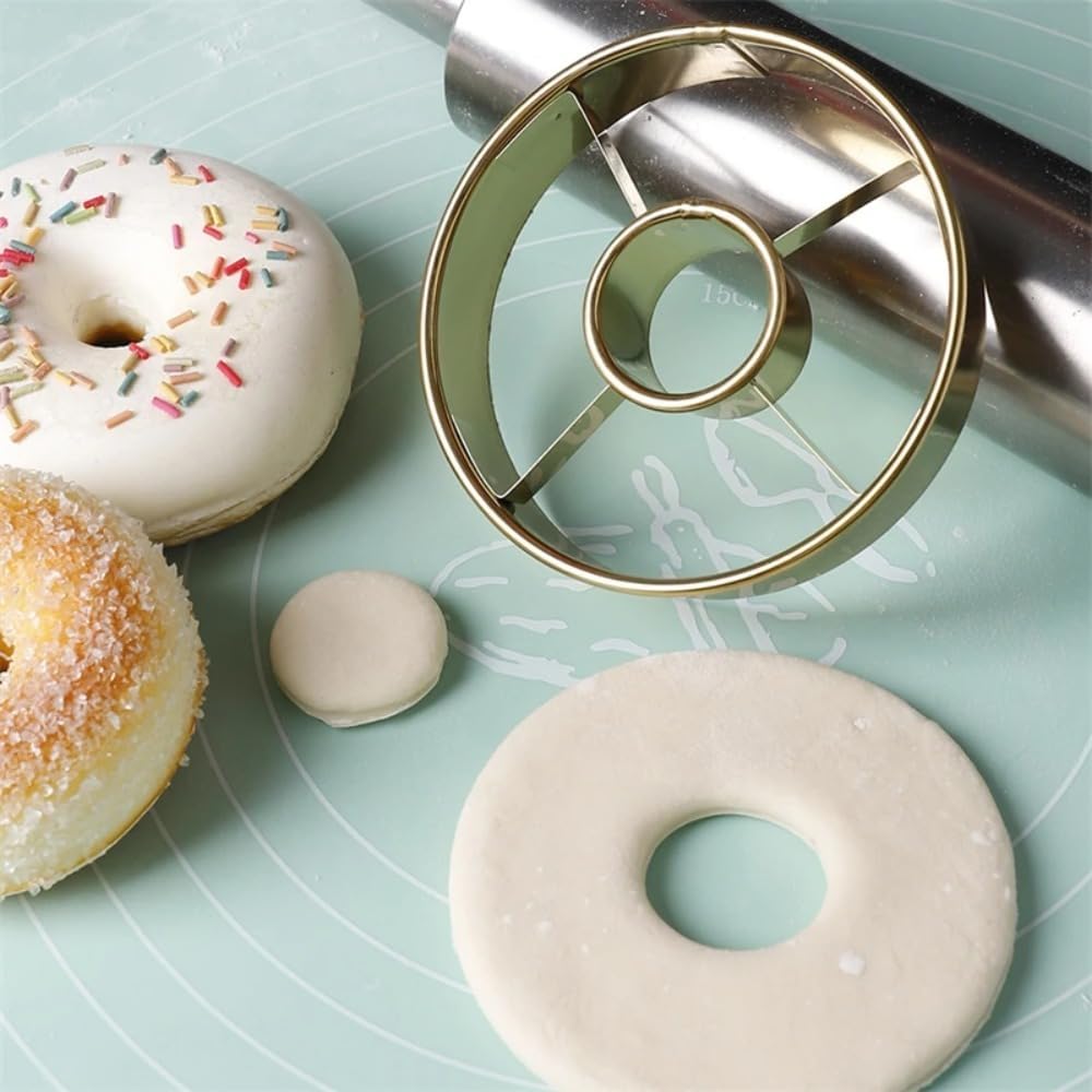 Stainless Steel Donut Cutter with Cookie and Cake Cutting Features
