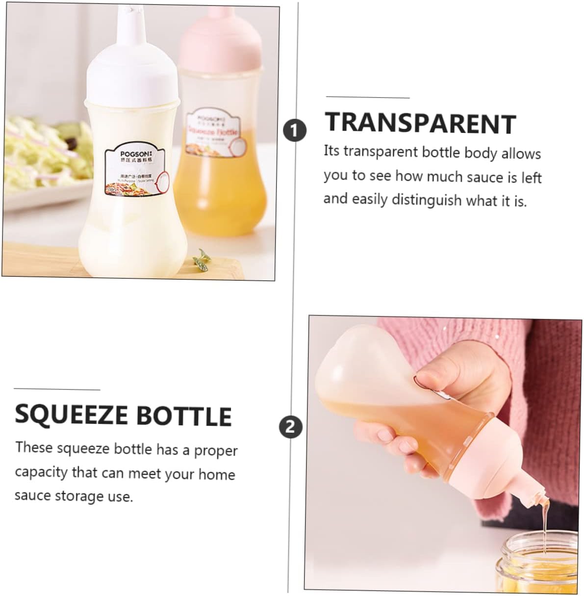 CIYODO 350ml Squeeze Condiment Bottle Set with Scale