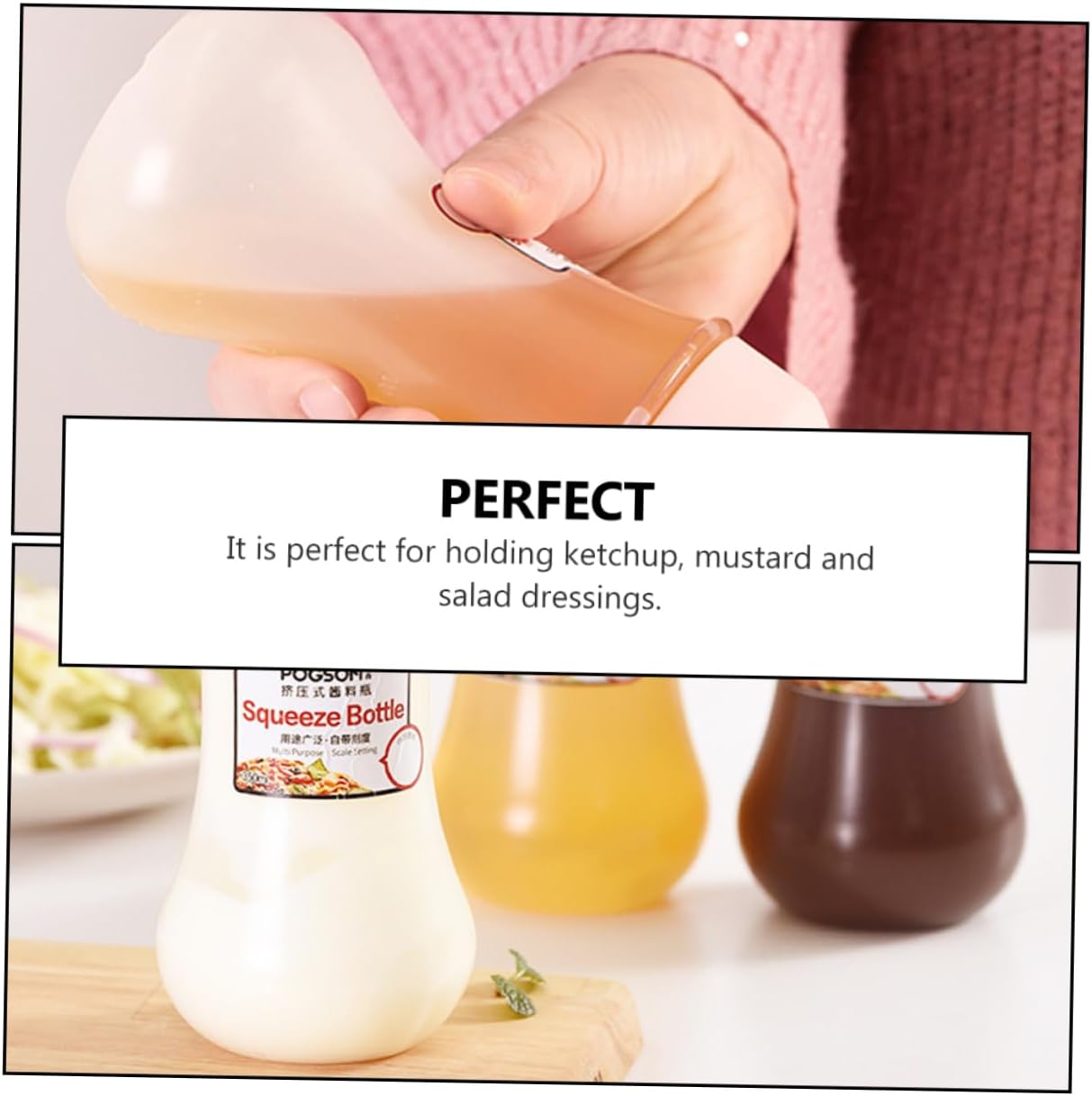 Cabilock 2Pcs 350ml Sauce Squeeze Bottles for Ketchup and BBQ