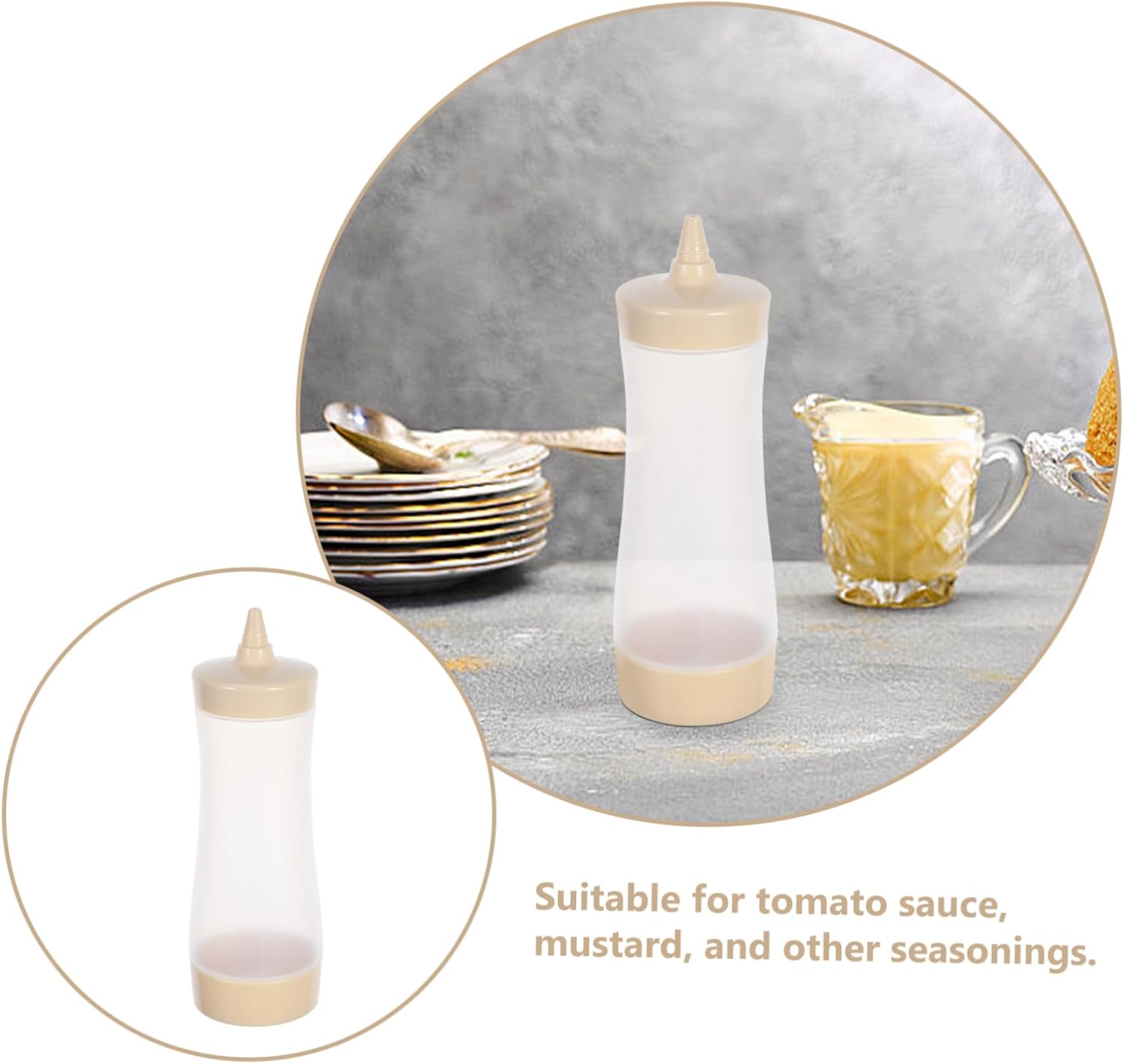 3pc Cream Color Sauce Bottles Squeeze Set