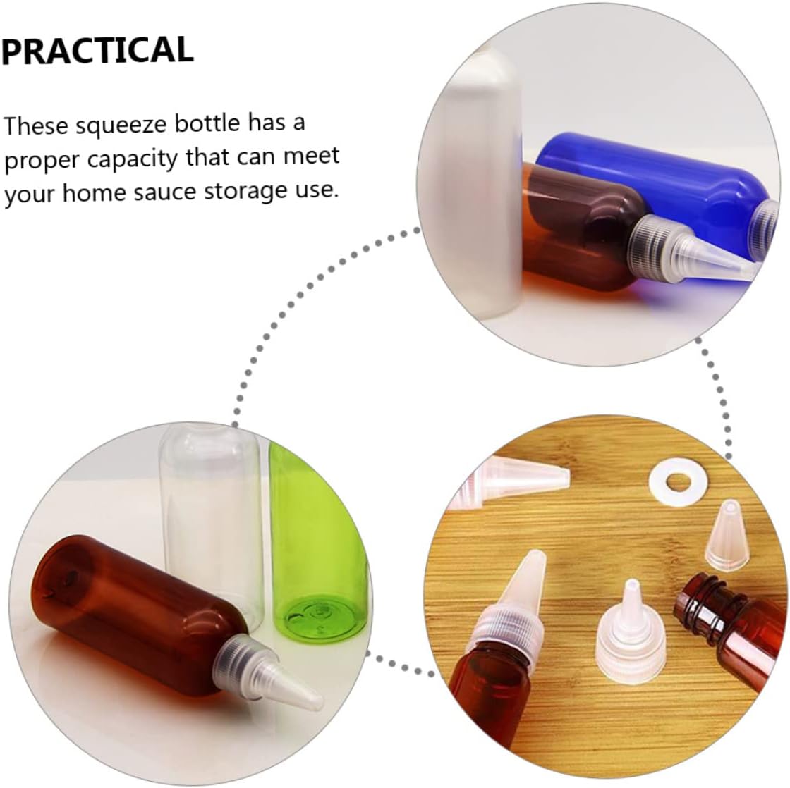 10pcs Reusable Condiment Squeeze Bottles with Spout Cap 1