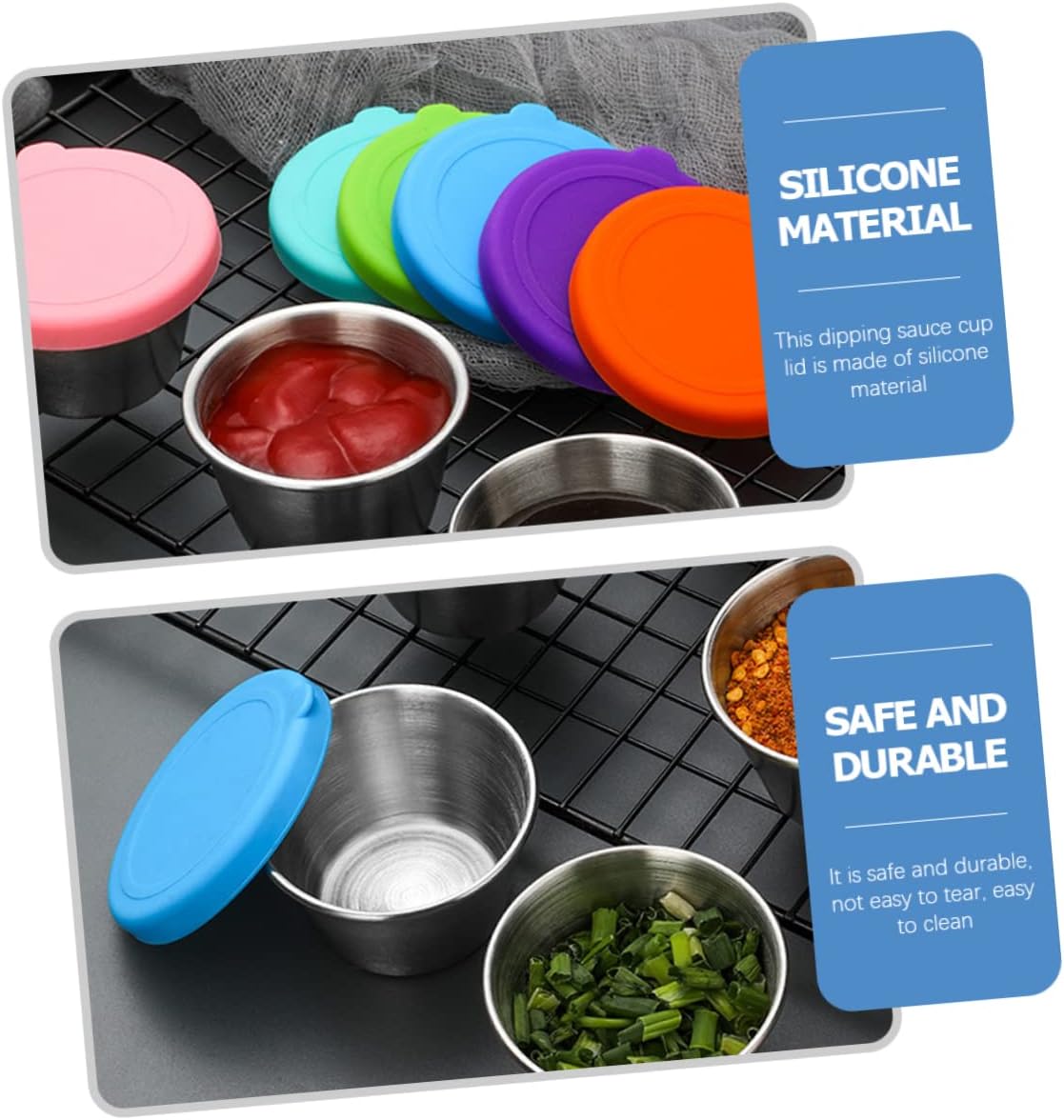 HOLIDYOYO 6pcs2 Silicone Dipping Bowls Lids Set