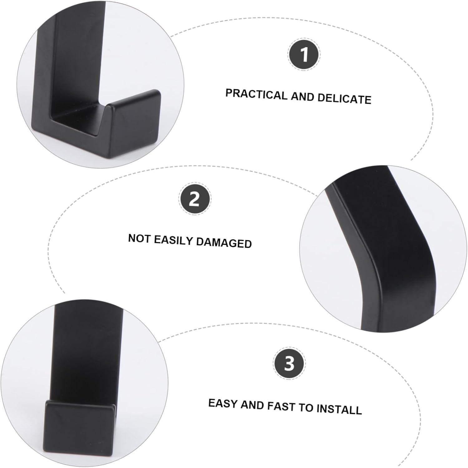 Cabilock 5PCS Black Metal Wall Hooks