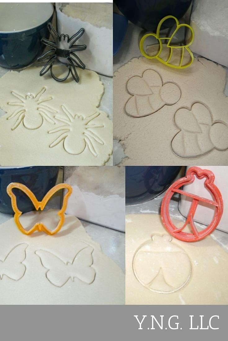 Set of 4 Insect Cookie Cutters - Ladybug Bumblebee Butterfly Spider