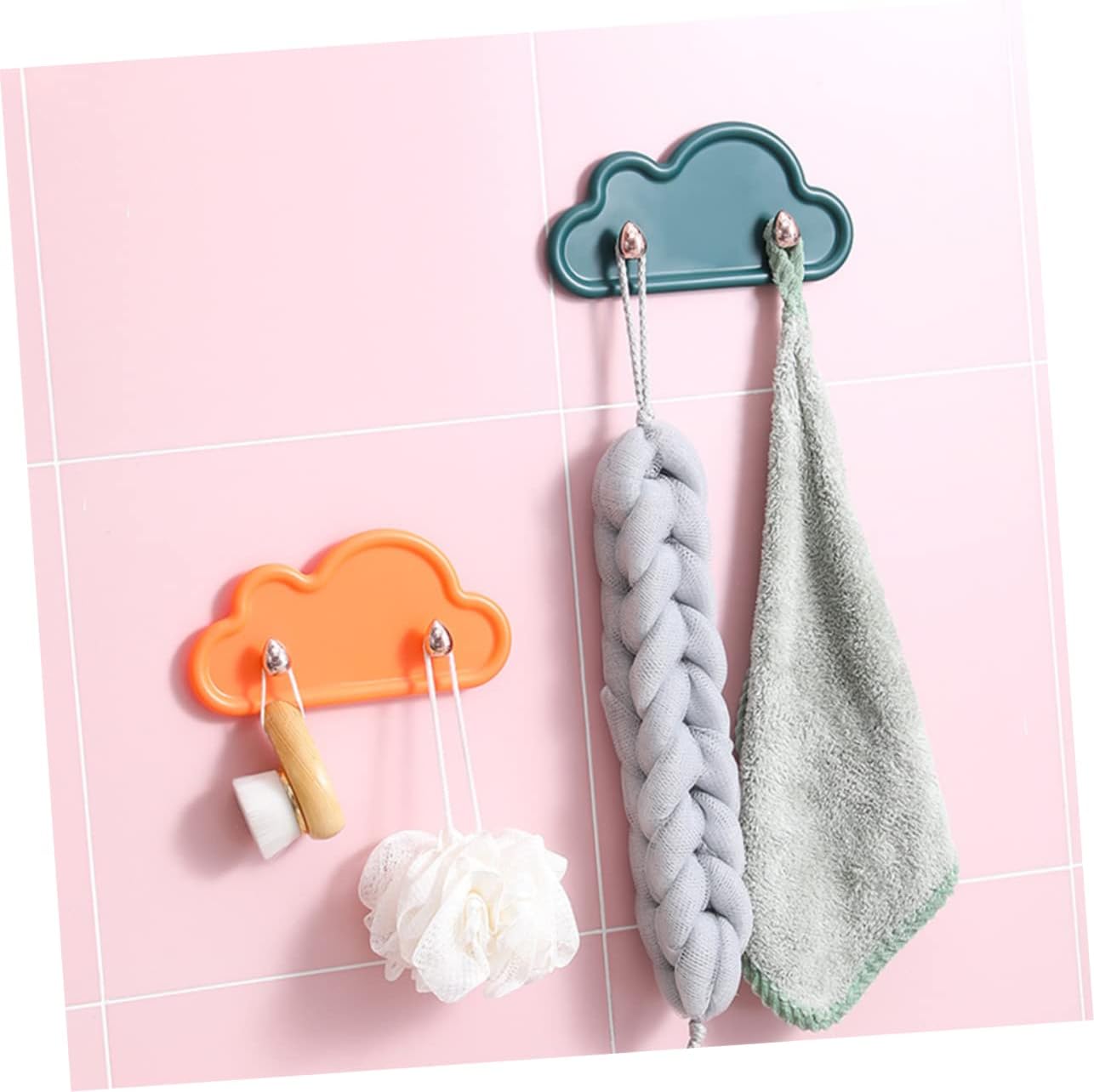 Veemoon 4 Pack Cloud Shape Adhesive Wall Hooks Key Holder Towel Rack