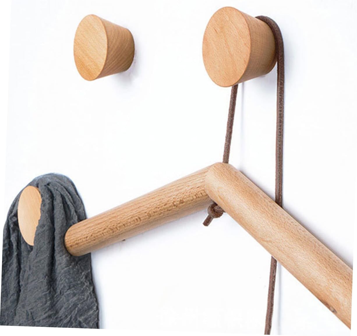 Parliky 3Pcs Multifunctional Wooden Wall Hooks