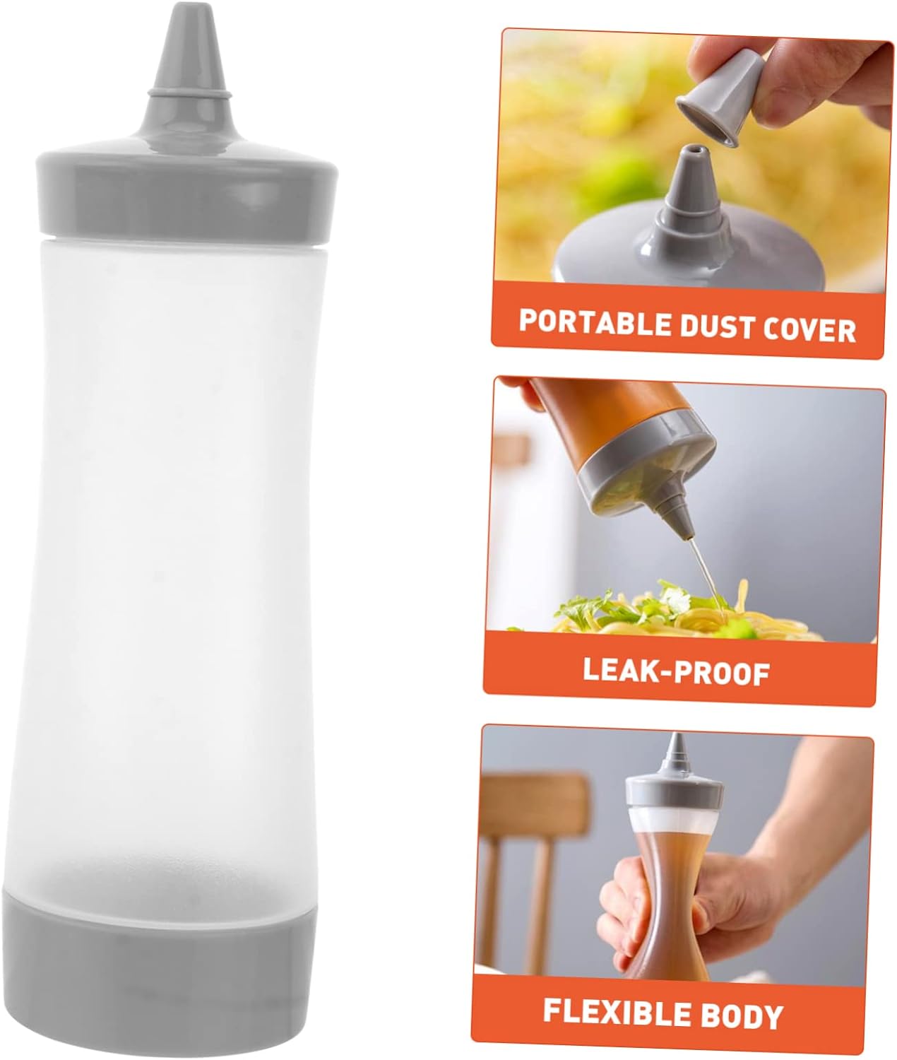 GREENADSCAPE Squeeze Bottle Set of 3 Leakproof Ketchup Mustard Sauce Bottles