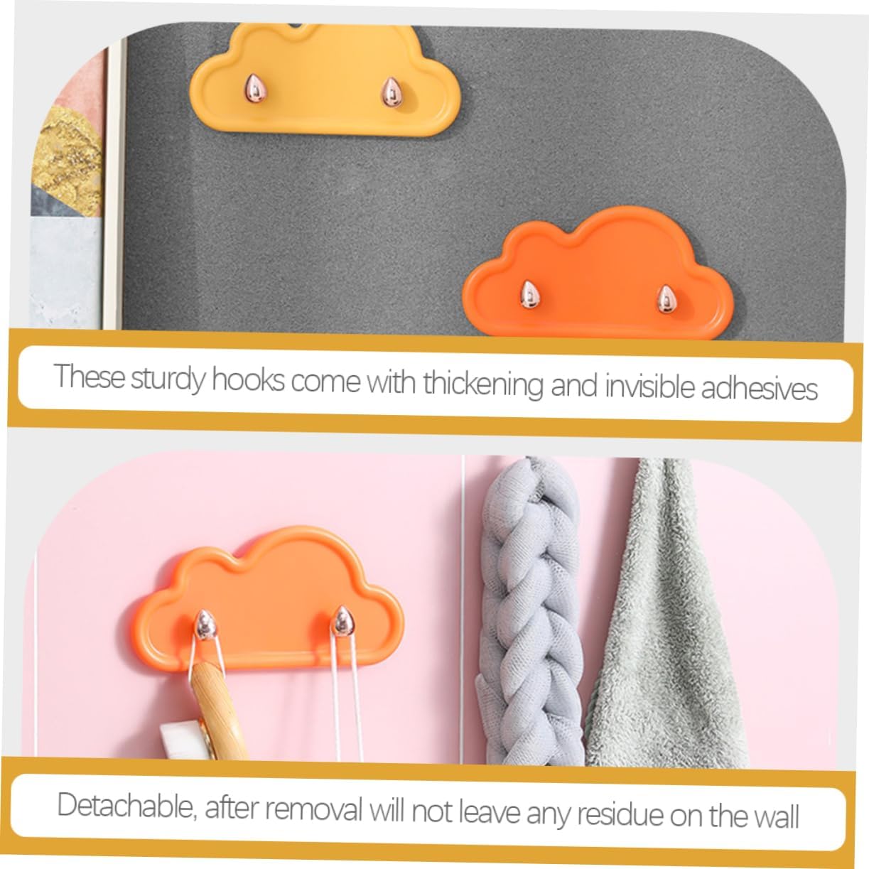 DOITOOL 4Pcs Adhesive Wall Hooks Decorative Key Towel Holders