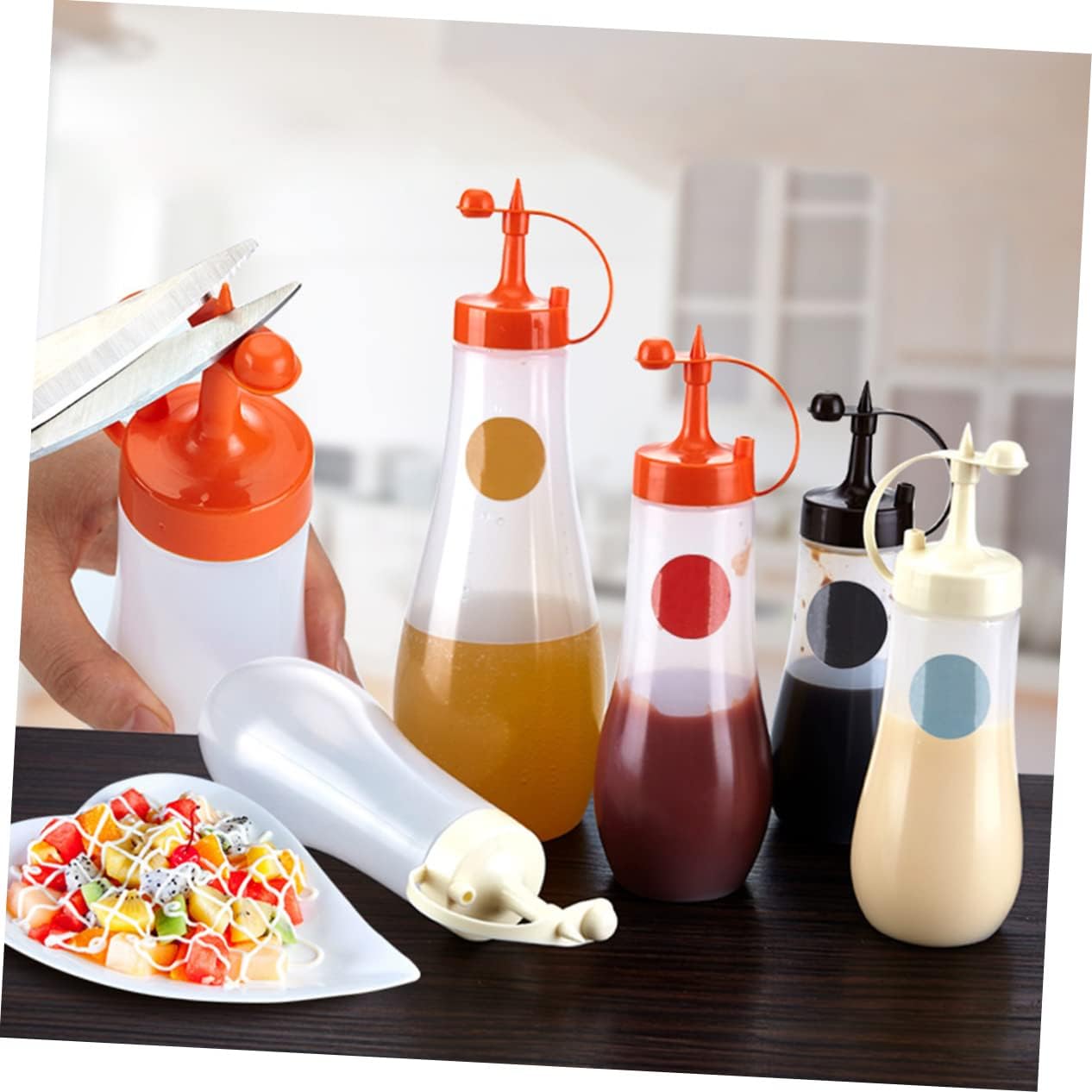 COLLBATH 3 Color Salad Dressing Squeeze Bottles Set