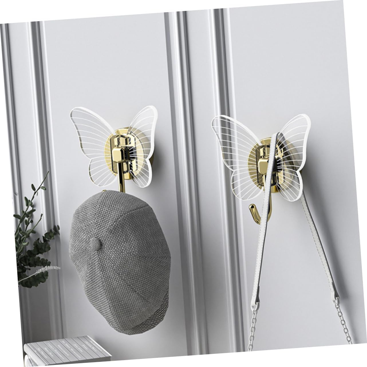 Happyyami 2pcs Butterfly Wall Hooks for Bathroom and Key Holders 1