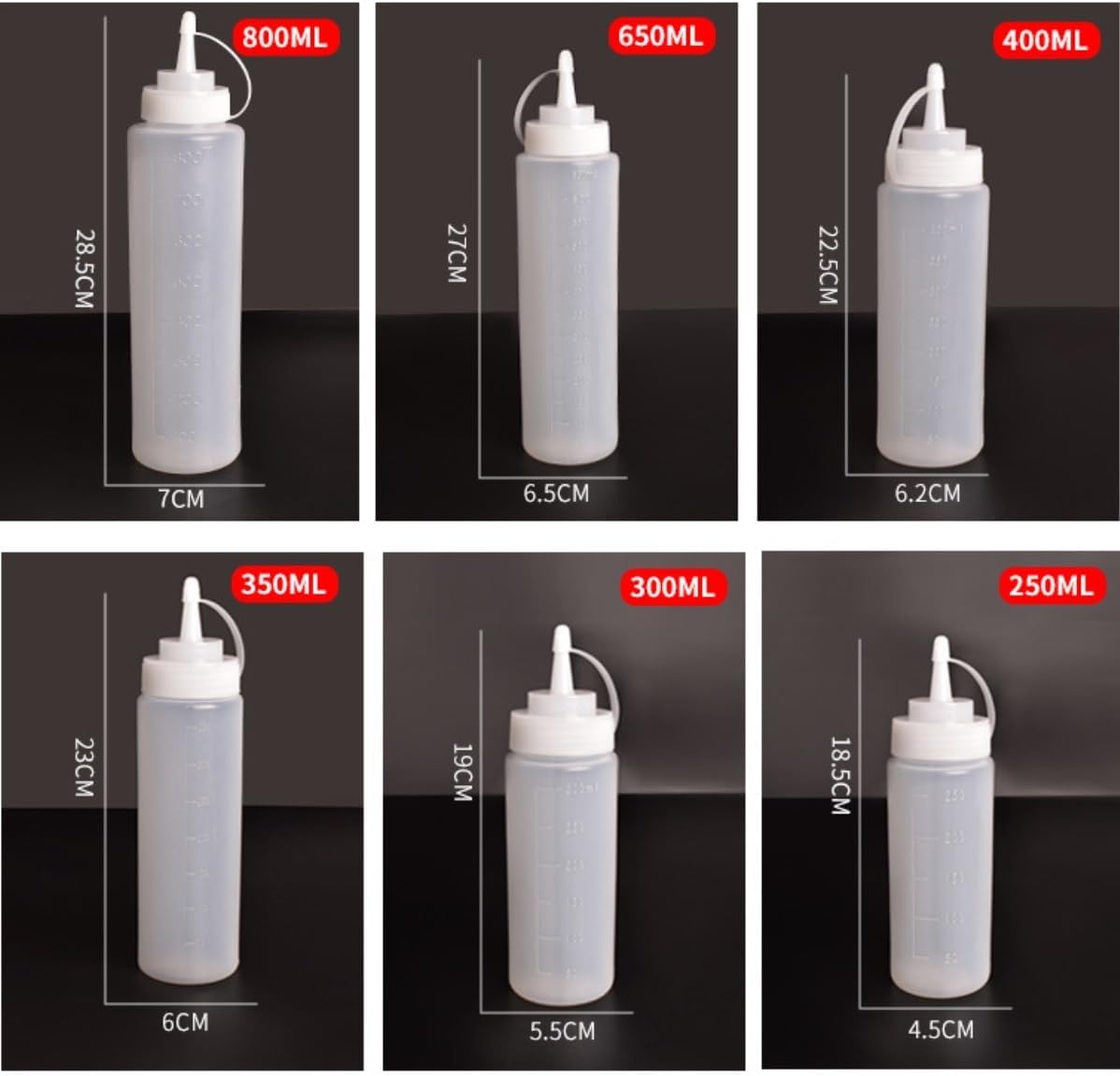 KLEYE Squeeze Bottles Pack of 5 650ml White