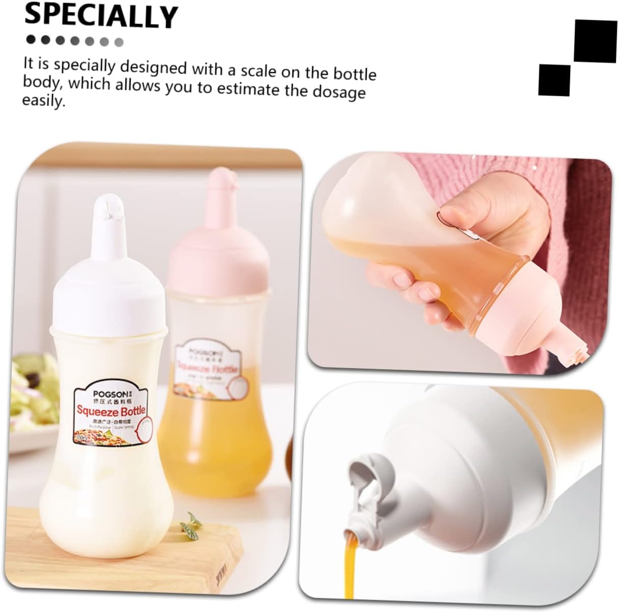 Cabilock 2Pcs 350ml Sauce Squeeze Bottles for Ketchup and BBQ