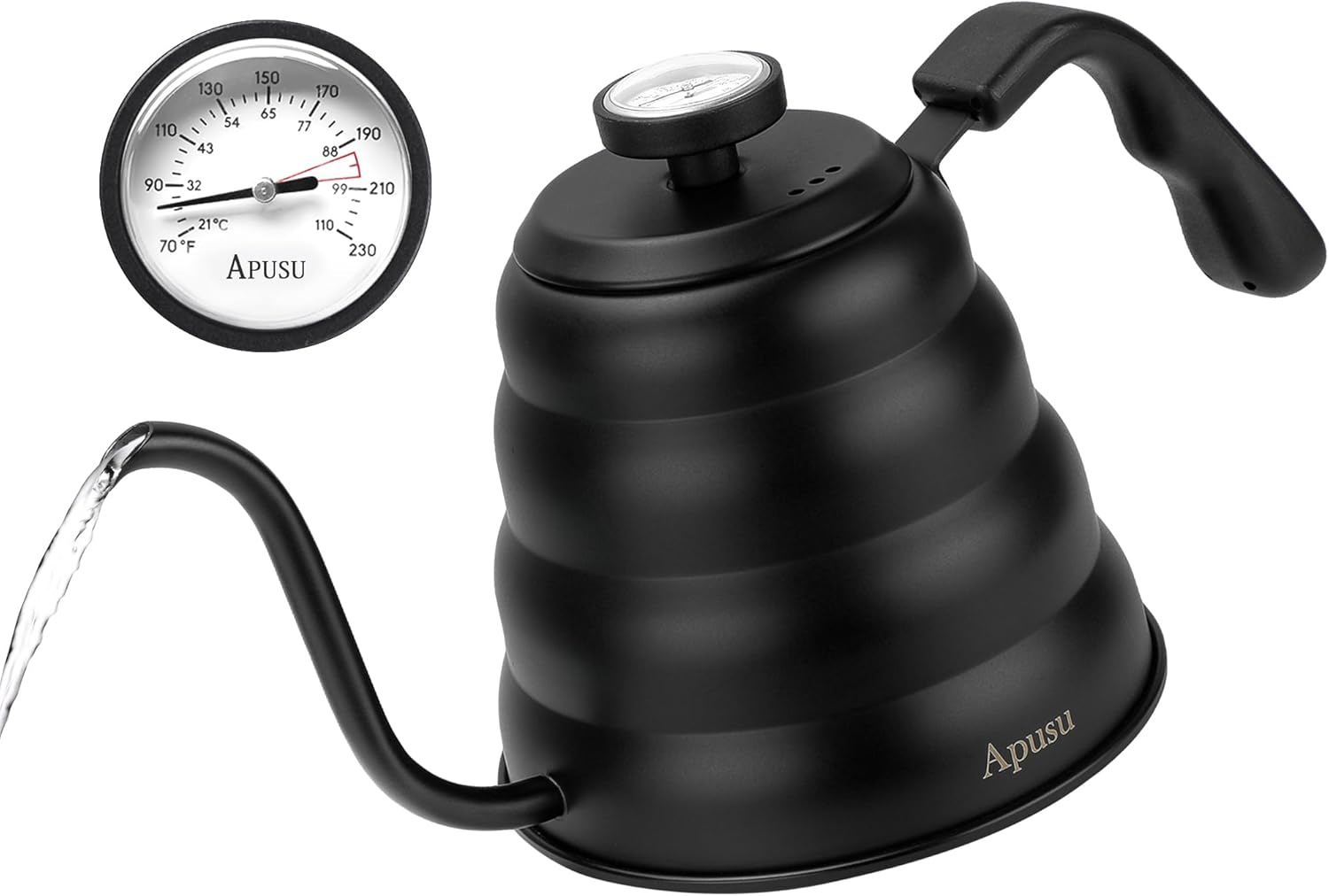 Apusu 40oz Gooseneck Tea Kettle with Thermometer