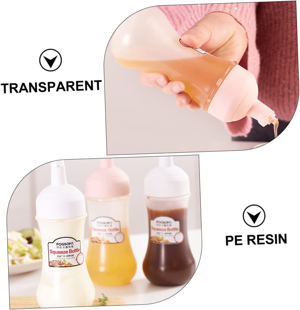 Cabilock 2Pcs 350ml Sauce Squeeze Bottles for Ketchup and BBQ