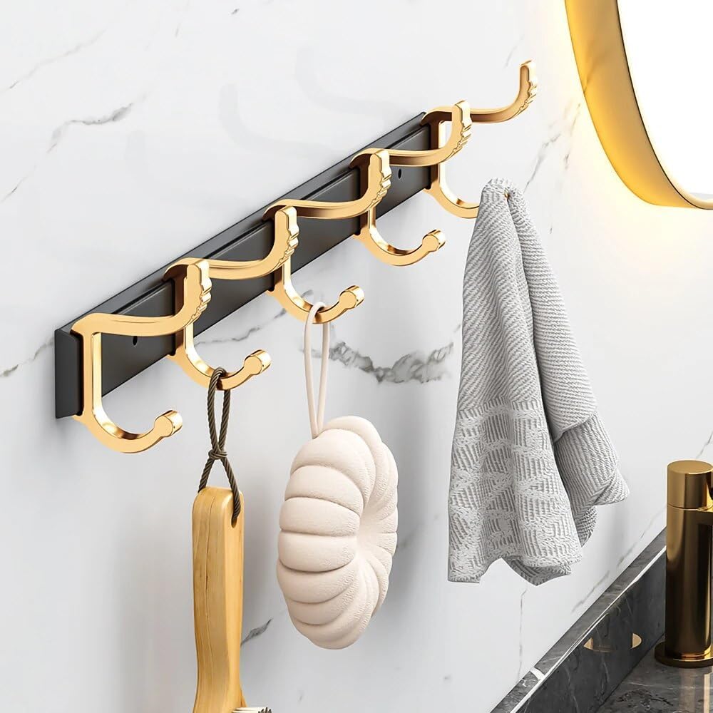 BAHELS 60cm Black Gold Aluminum Coat Hook Rack