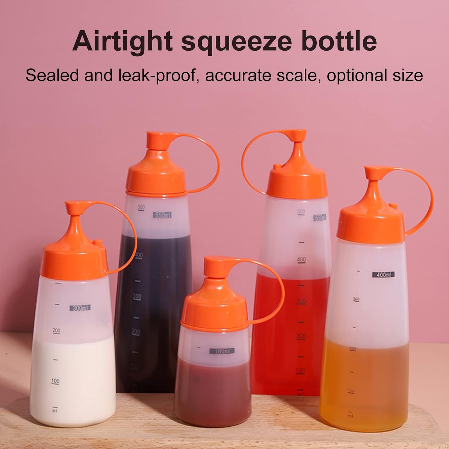 Cuteam Squeeze Sauce Bottle with Scale 180ml Leakproof