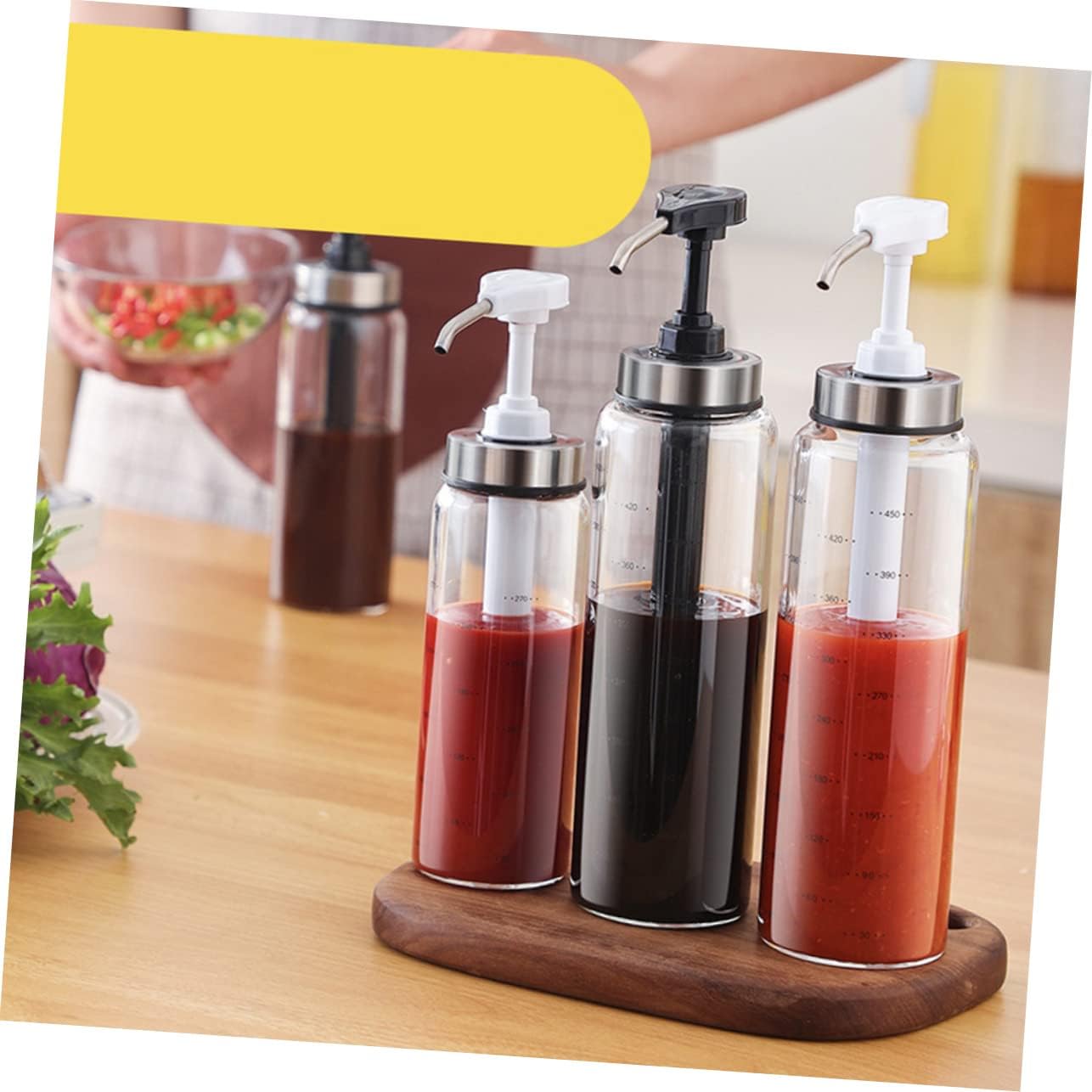 500ml Salad Sauce Pump Bottle with Spring Lid