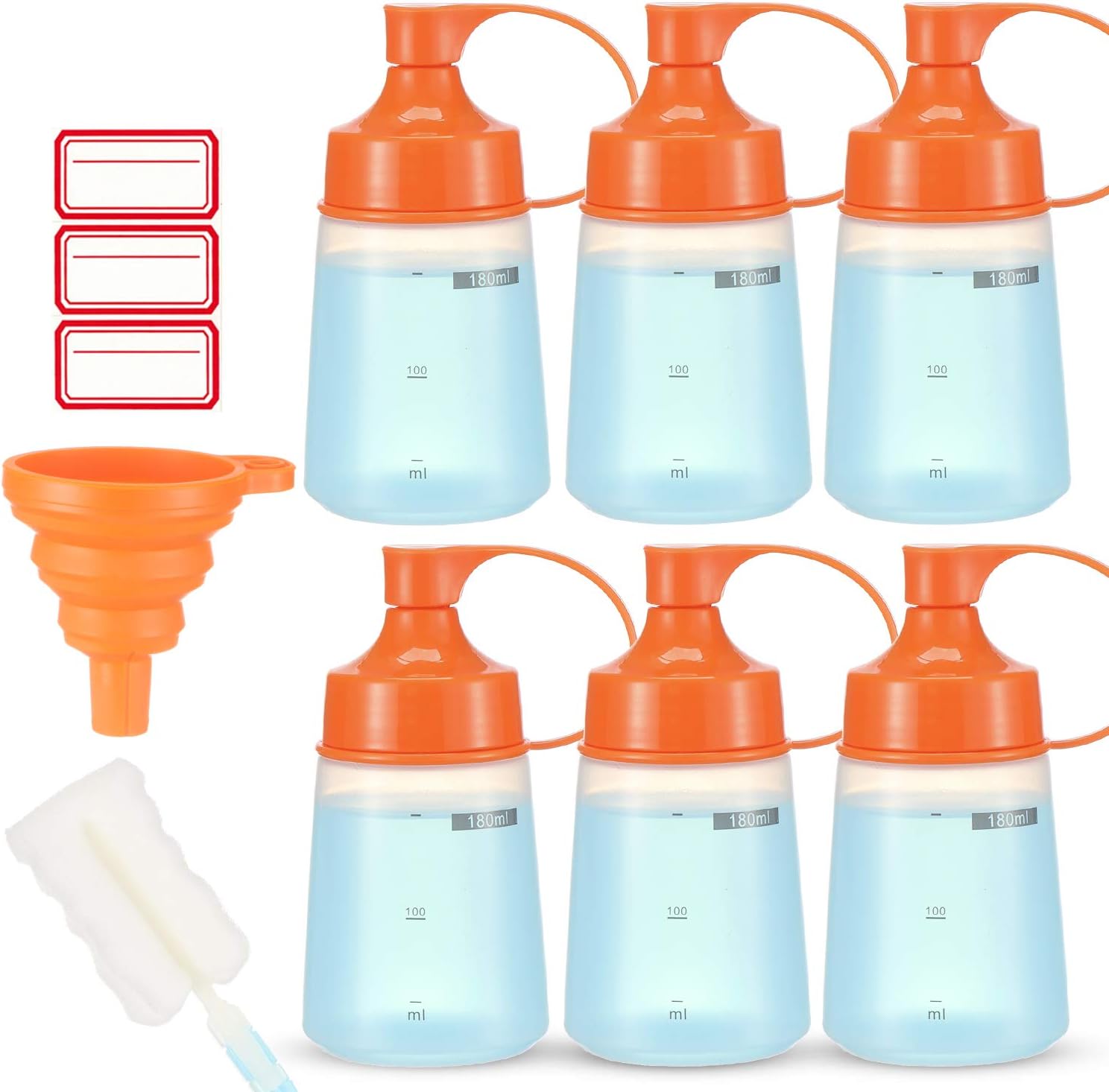 Ondiomn 6 Pack 180ml Wide Mouth Squeeze Bottles BPA Free