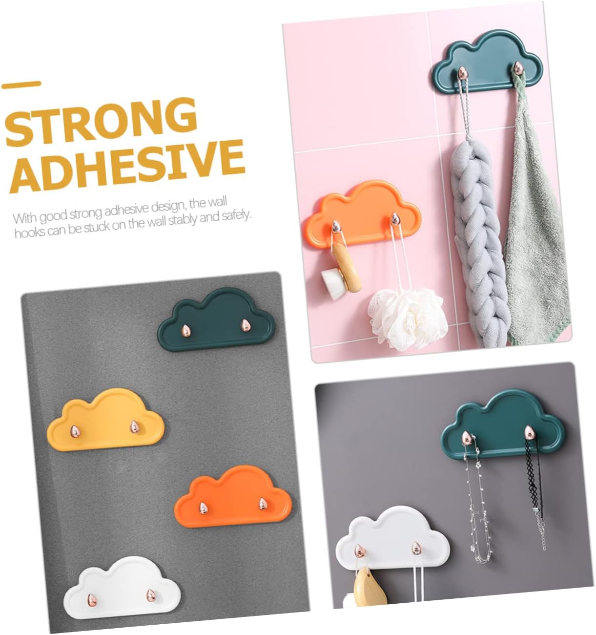 DIYEAH 4Pcs Cloud Shape Wall Hooks for Bathroom Towel and Key Hanging